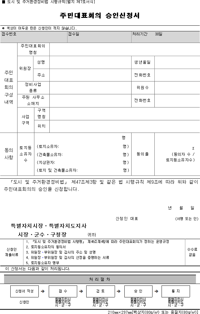 주민대표회의 승인신청서