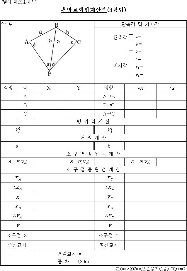 후방교회법계산부(3점법)